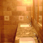 Natural stone tile bathroom
