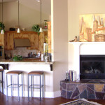 Kitchen and fireplace